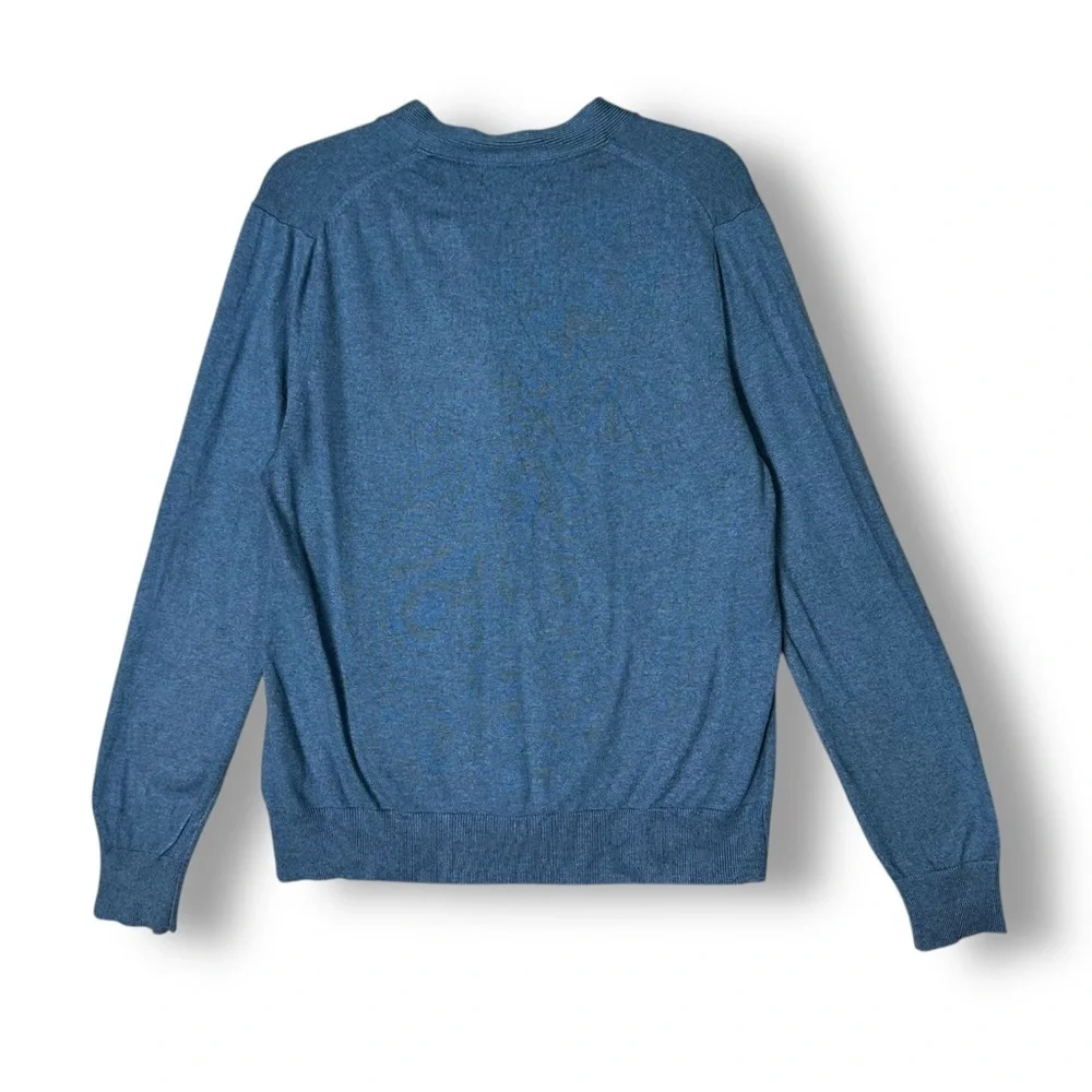 Banana Republic Mens Cardigan Sweater Sz M Silk Cashmere Blend V Neck Blue Casua